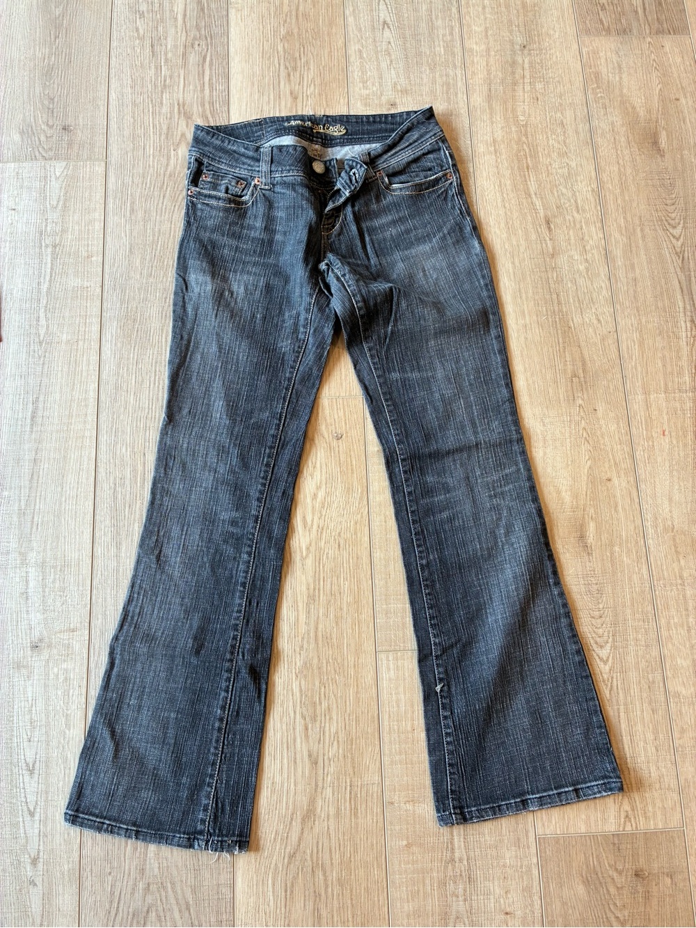 Vintage Y2K American Eagle Dark Gray Women's Bootcut Jeans size 4 Festival